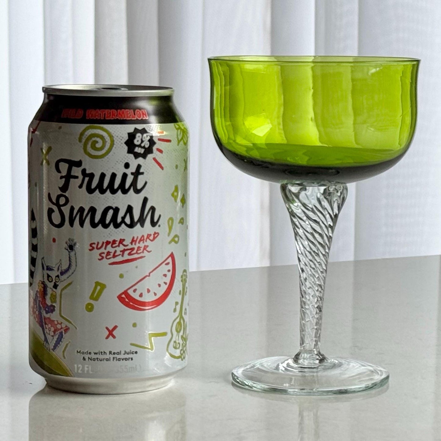 Vintage Libbey Saturn Green Twisted Stem Glasses - Set of 4