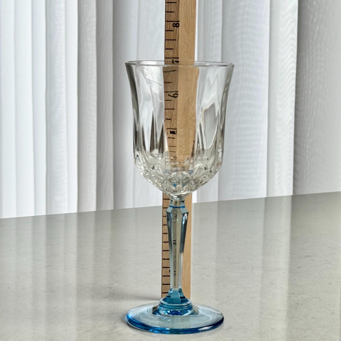 Vintage Auteuil Lilas Azure Blue Stem glasses by Cristal D’Arques - Durand - Set of 4