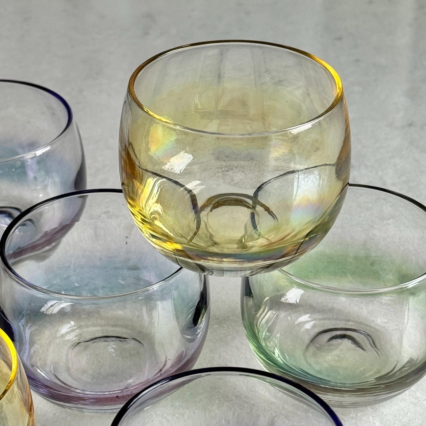 Vintage Federal Glass Gem Tone Roly Poly Tumblers - Set of 8