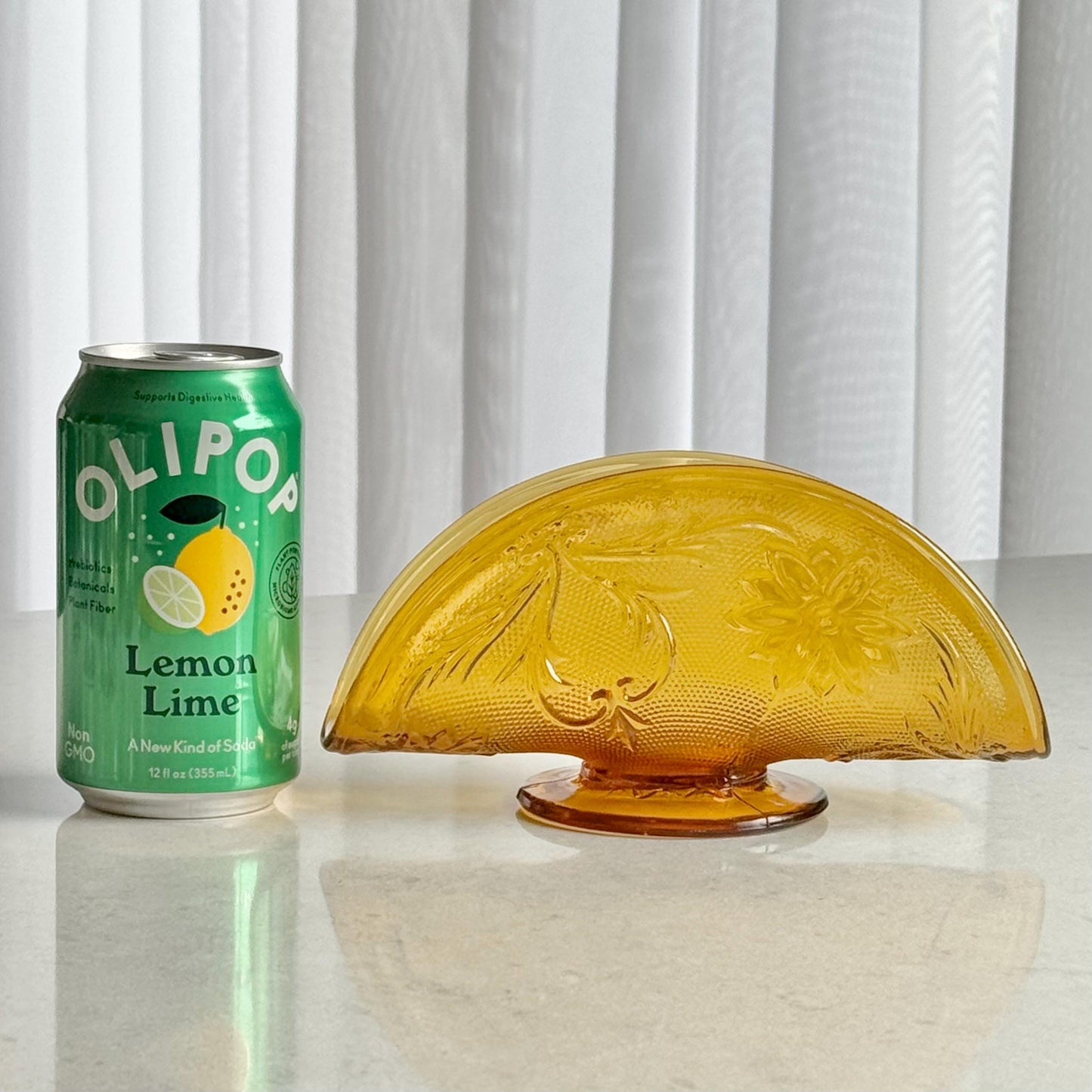 Vintage Tiara Glass Sandwich Amber Napkin Holder (circa 1971 - 1989)