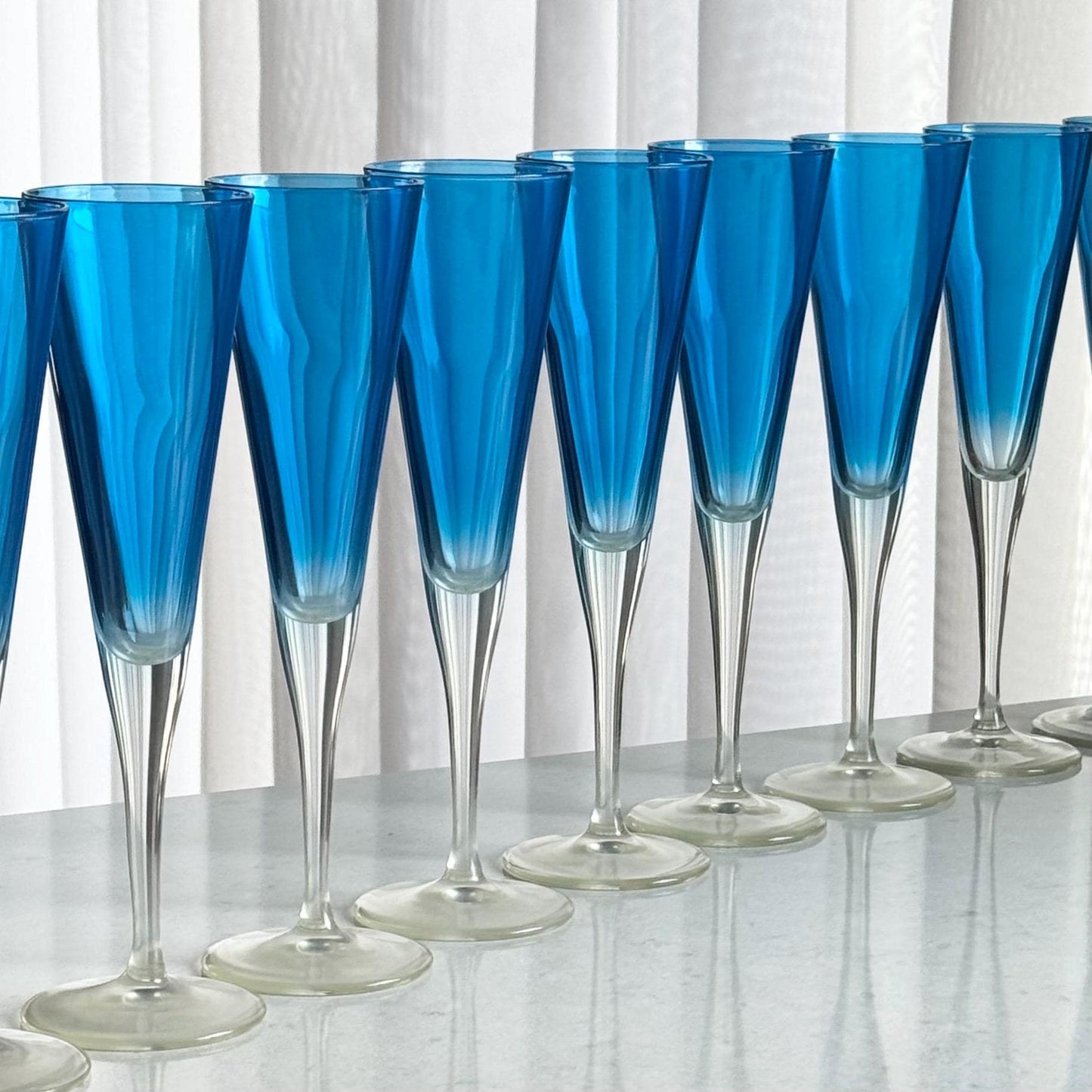 Vintage Leonardo Sektglaser Cobalt Blue Glasses - Set of 10Flutes