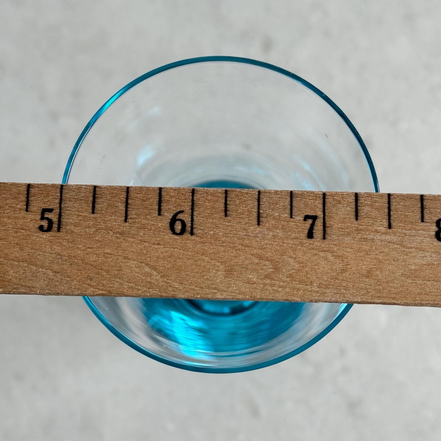 Vintage Aqua Blue Foot Fluted Glasses - Set of 5