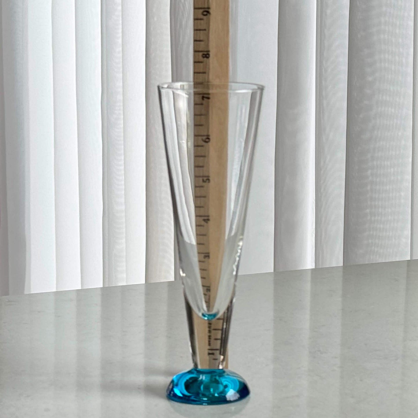 Vintage Aqua Blue Foot Fluted Glasses - Set of 5