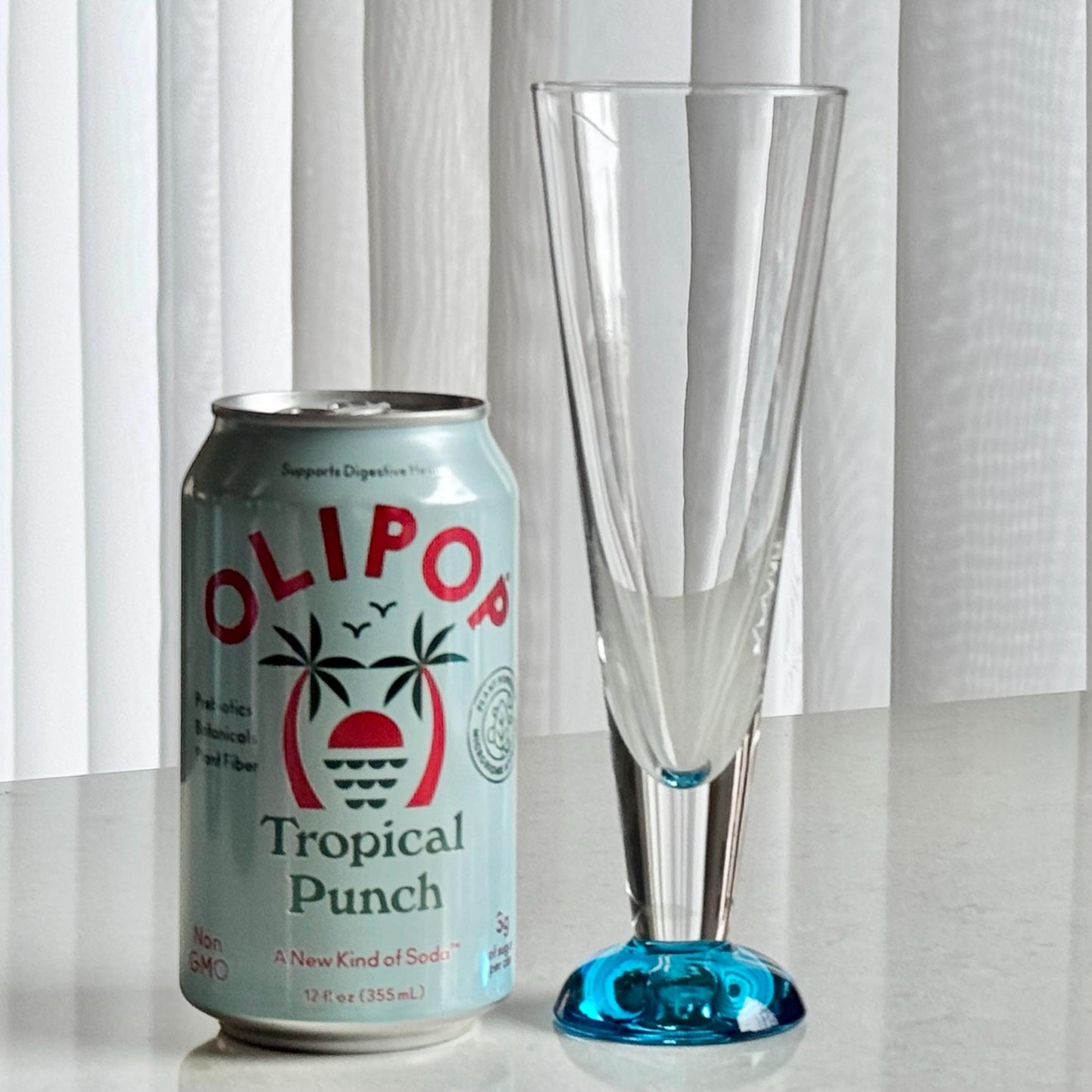 Vintage Aqua Blue Foot Fluted Glasses - Set of 5