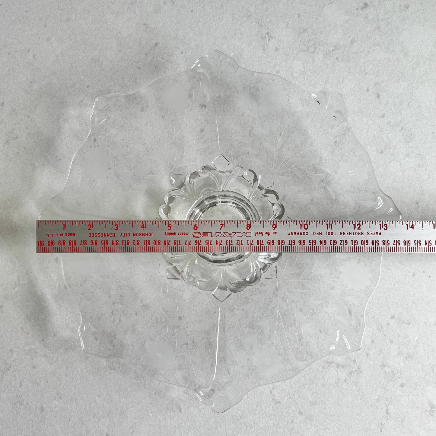 Vintage Indiana Glass 14 Inch Double Fleur De Lis Etched Cake Plate