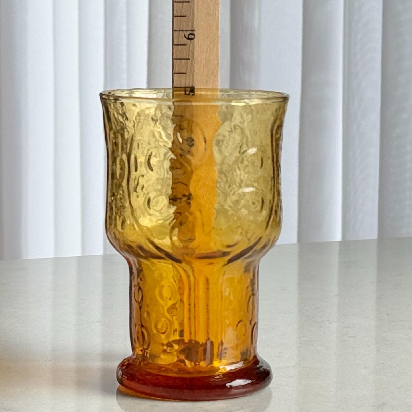 Vintage Libbey Country Garden 10 Ounce Amber Glasses - Set of 8 Tumblers