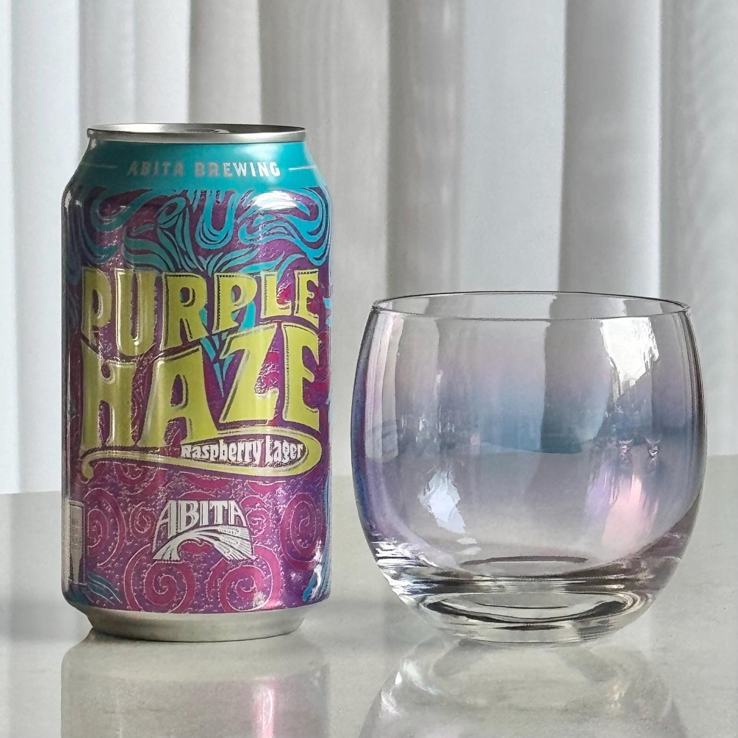 Vintage Federal Glass Gem Tone Iridescent Roly Poly Tumblers - Set of 6