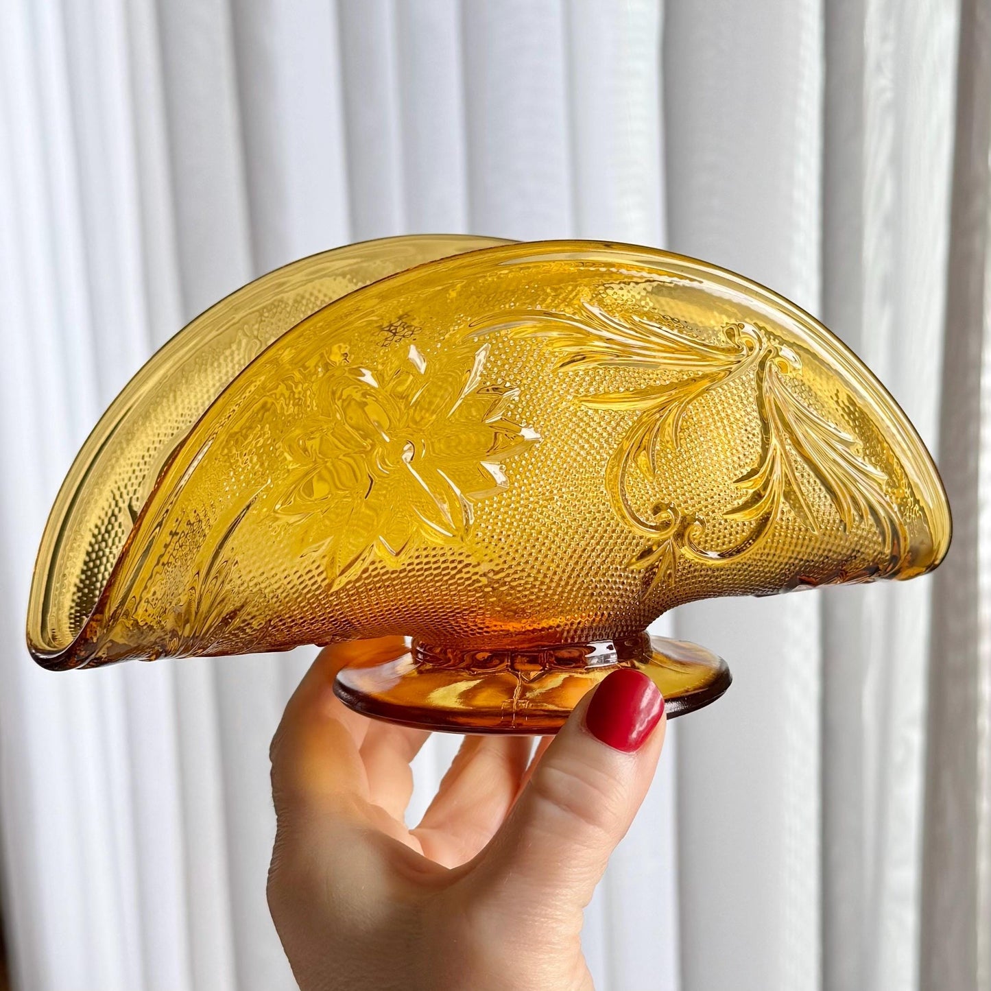 Vintage Tiara Glass Sandwich Amber Napkin Holder (circa 1971 - 1989)