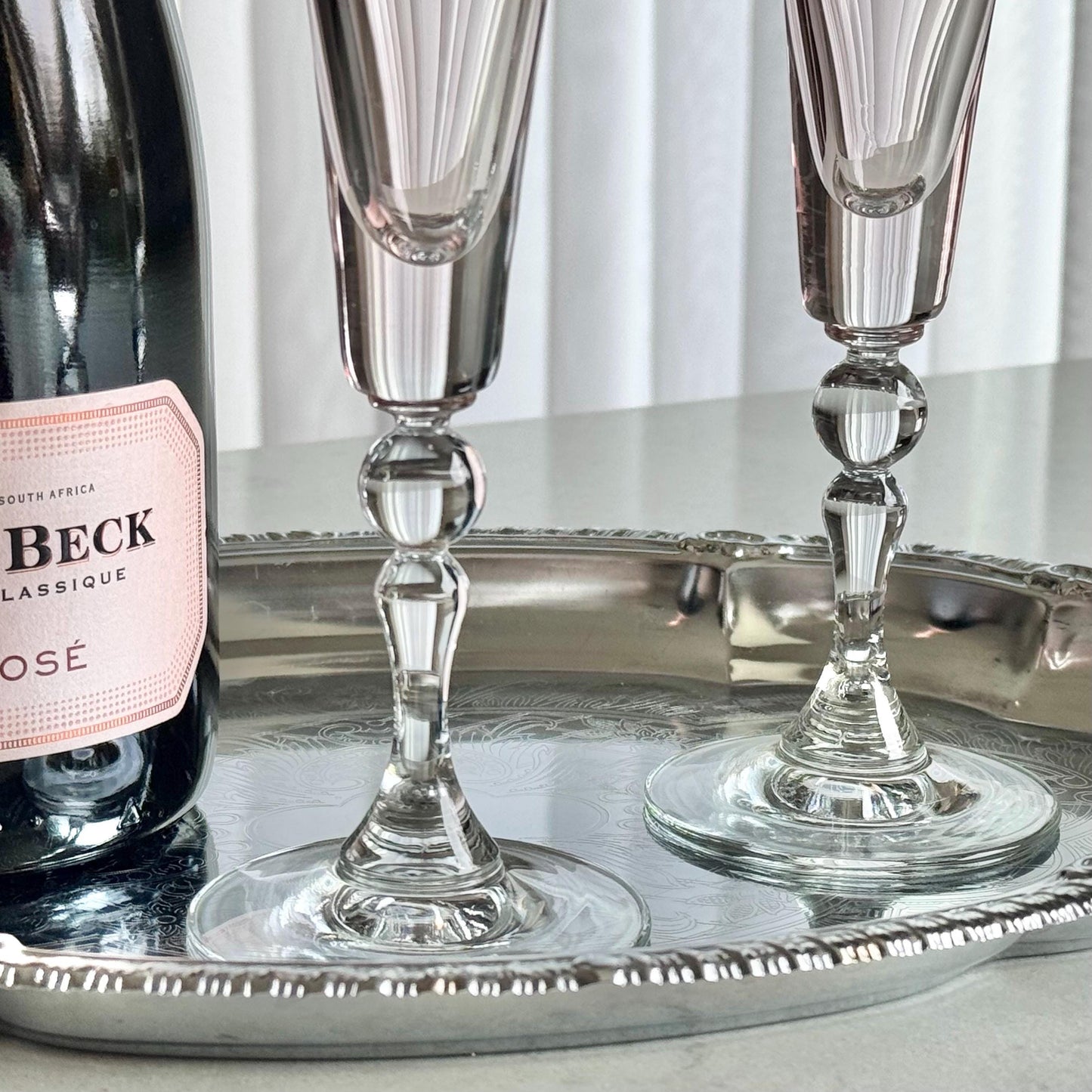 Vintage Pink Avon Honor Society President’s Club Tribute Glasses (circa 2001 - 2002) - Set of 2 Champagne Flutes