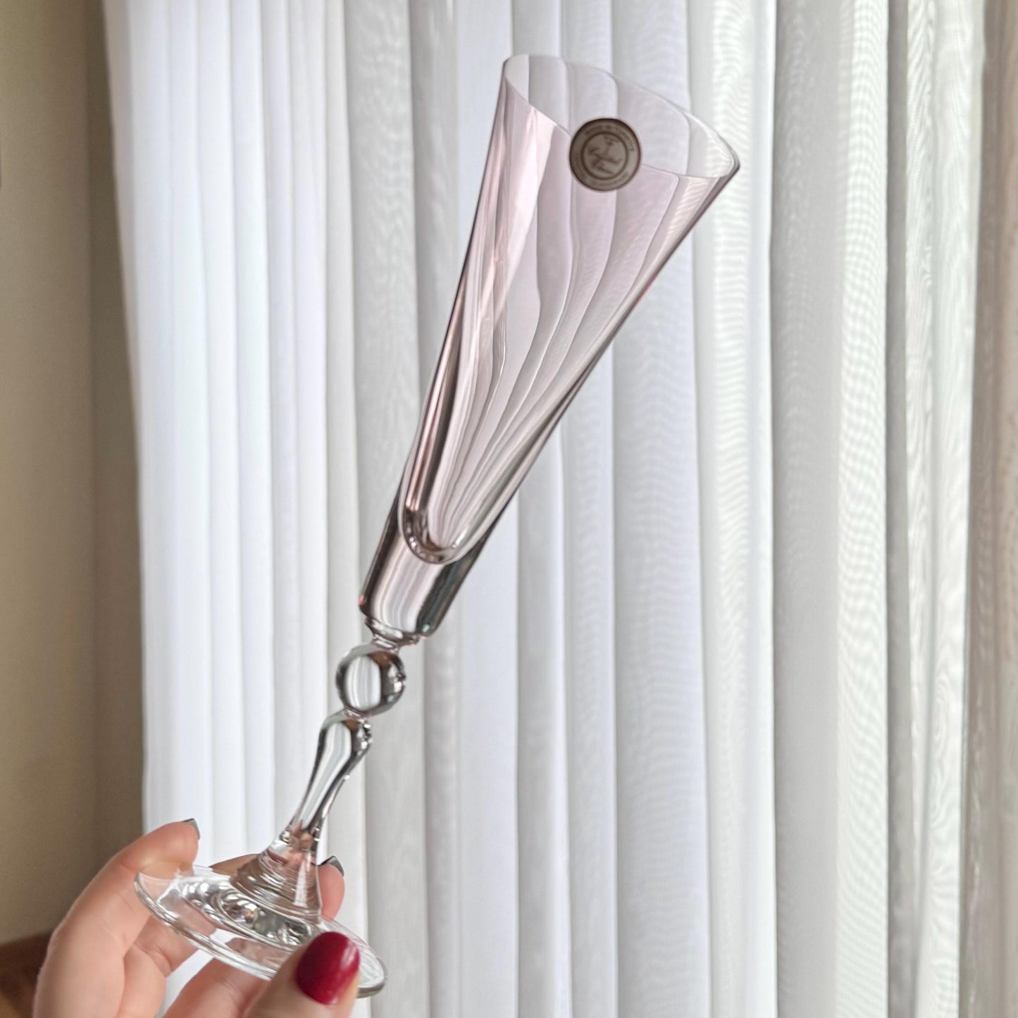 Vintage Pink Avon Honor Society President’s Club Tribute Glasses (circa 2001 - 2002) - Set of 2 Champagne Flutes