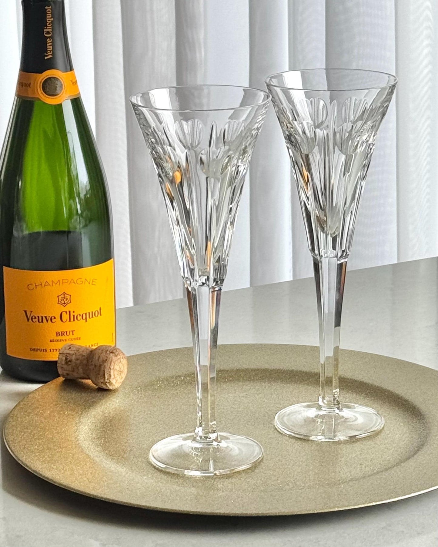 Vintage Waterford Heritage Collection Love Hearts Glasses (circa 1996 - 2005) - Set of 2 Champagne Flutes