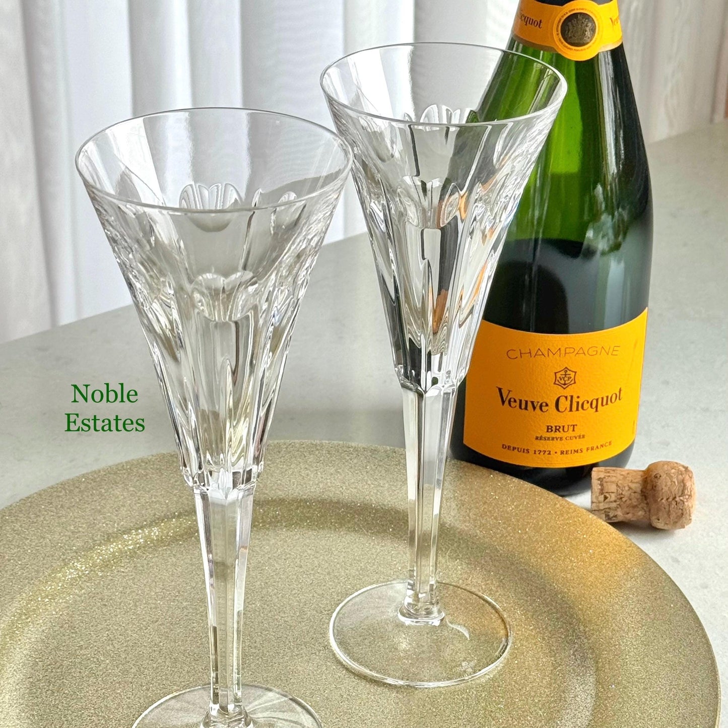 Vintage Waterford Heritage Collection Love Hearts Glasses (circa 1996 - 2005) - Set of 2 Champagne Flutes