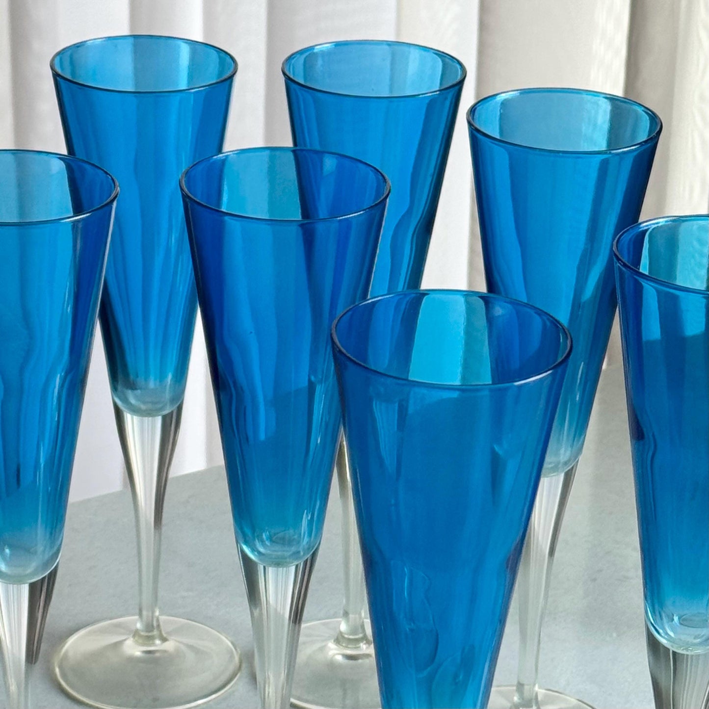 Vintage Leonardo Sektglaser Cobalt Blue Glasses - Set of 10Flutes