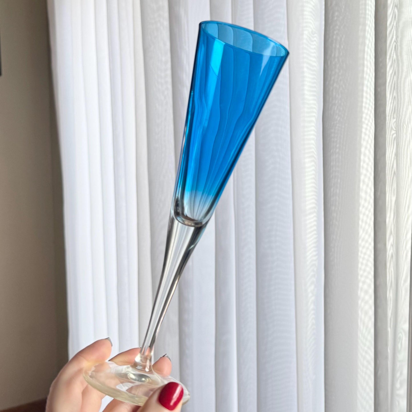 Vintage Leonardo Sektglaser Cobalt Blue Glasses - Set of 10Flutes