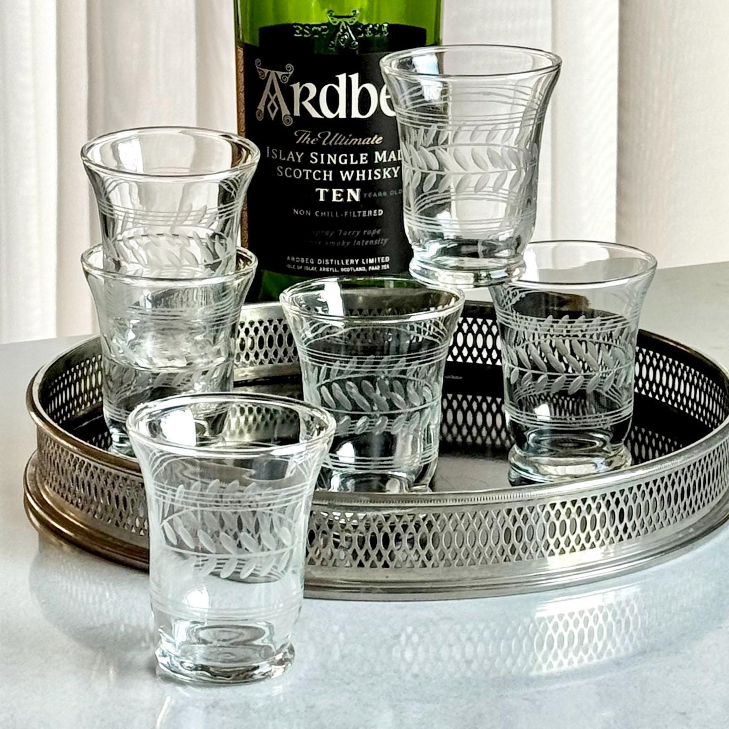 Vintage Anchor Hocking Laurel Cut Glasses - Set of 6