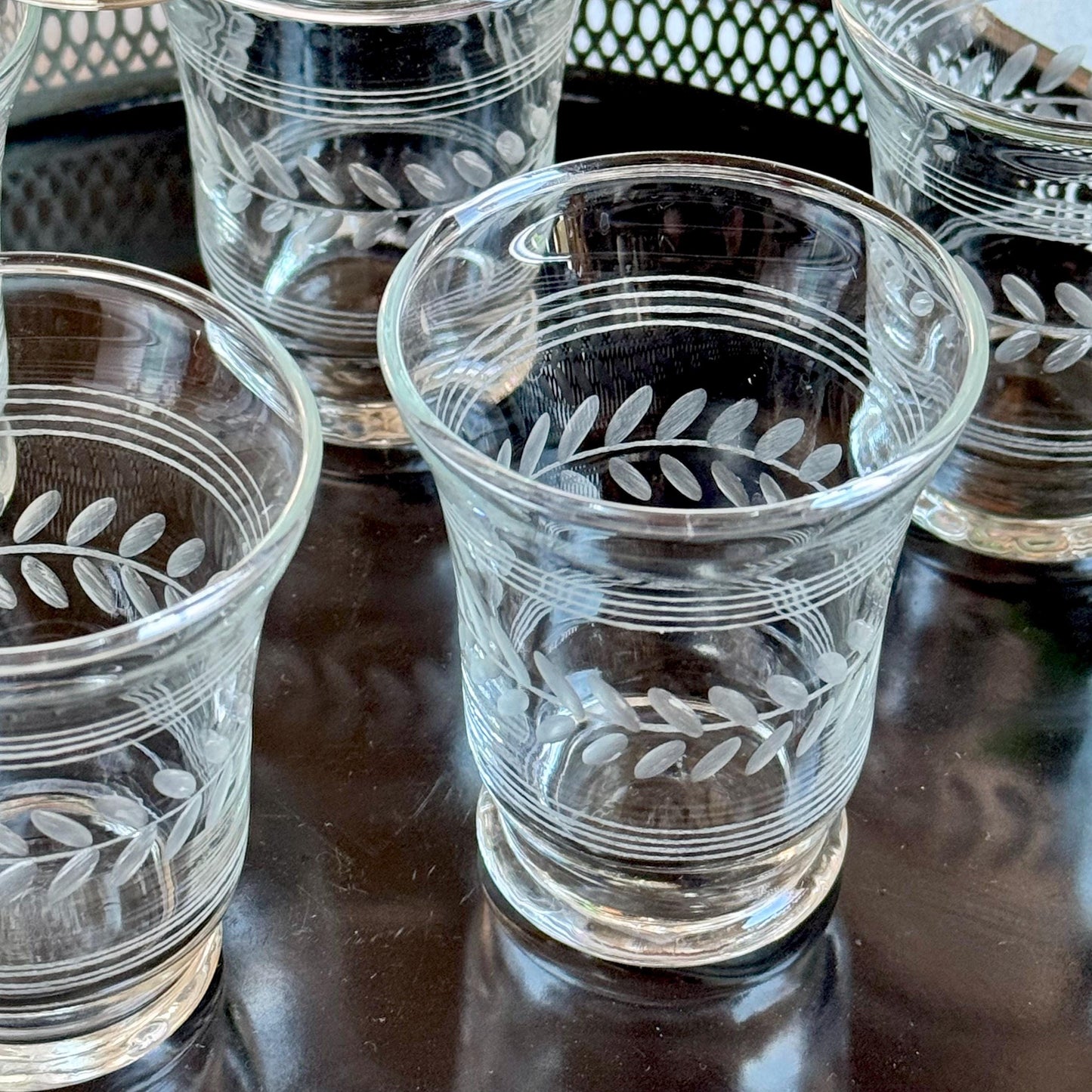 Vintage Anchor Hocking Laurel Cut Glasses - Set of 6