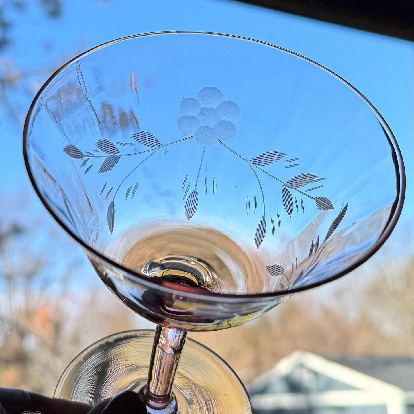 Vintage Pink Etched Optic Panel Glasses (#4E) - Set of 4