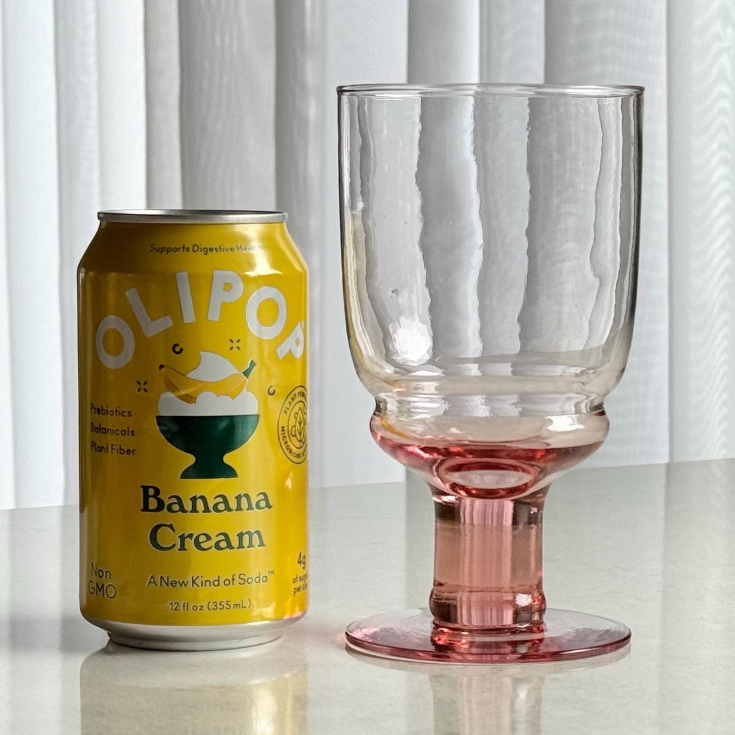 Vintage Pink Column Stem Glasses - Set of 10 Goblets