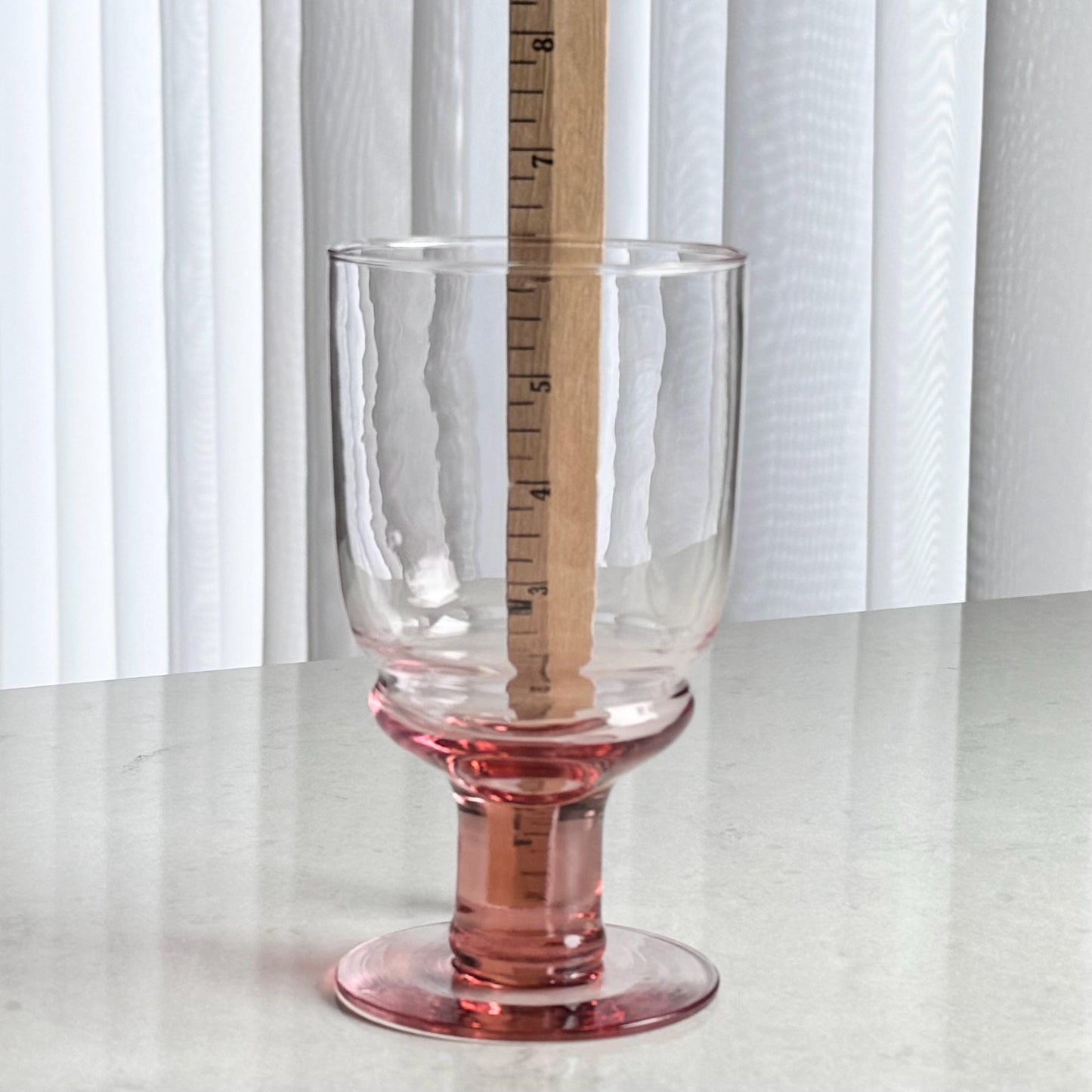 Vintage Pink Column Stem Glasses - Set of 10 Goblets