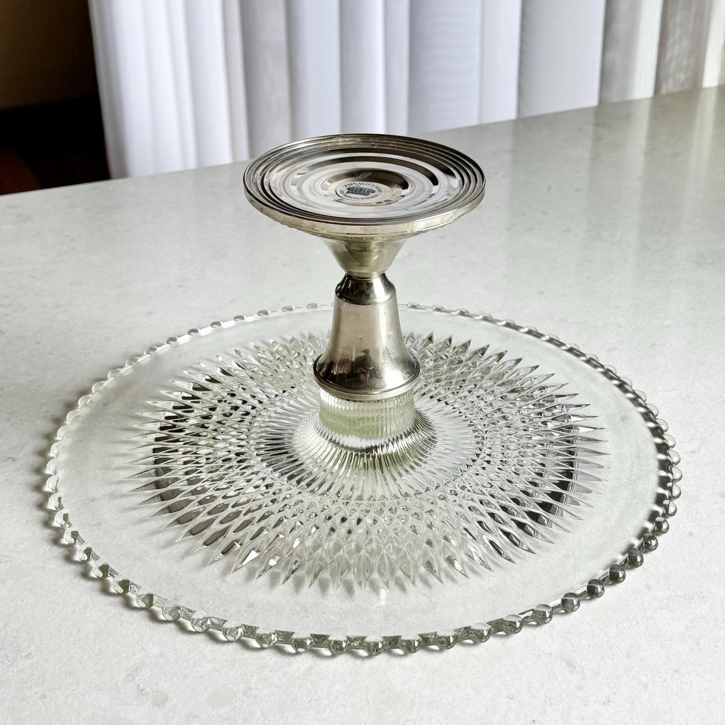 Vintage Duchin Creations 10-1/2 Inch Cake Stand with Sterling Holloware Detachable Base