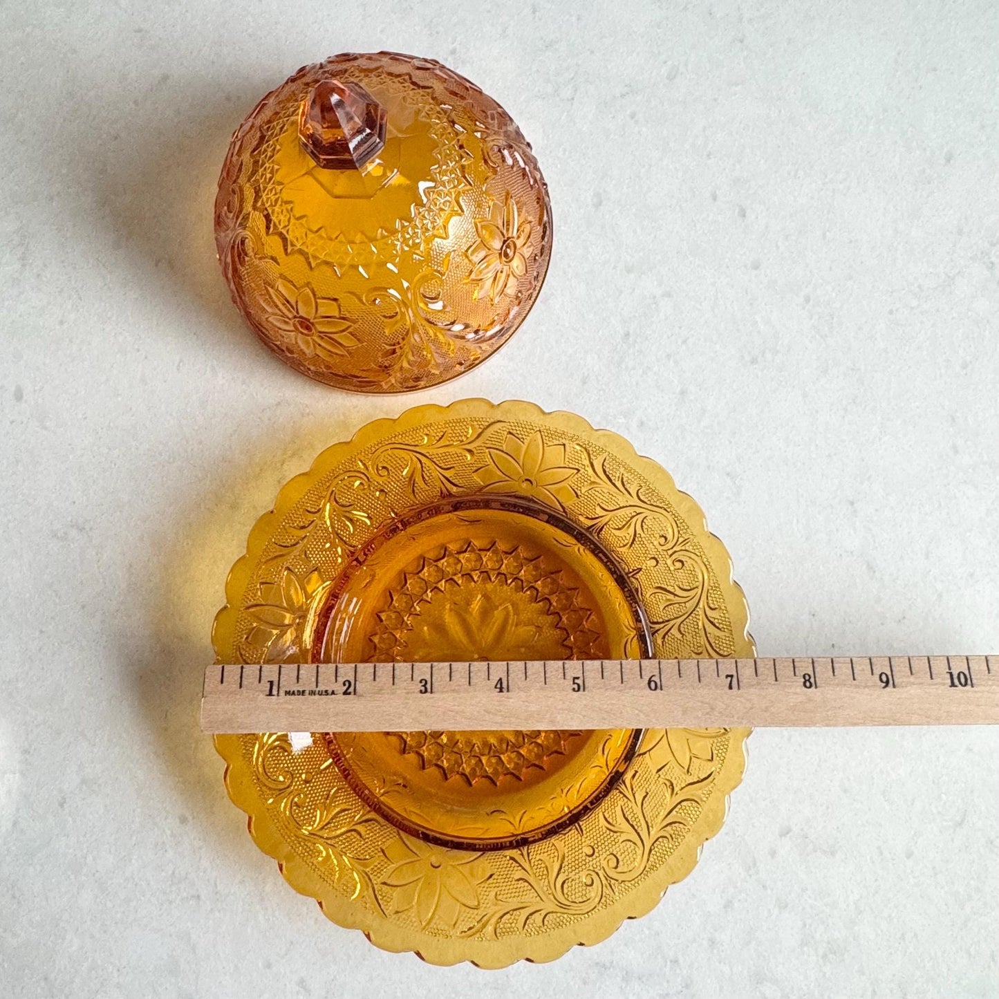 Vintage Tiara Glass Sandwich Amber Covered Butter (circa 1971 - 1989)