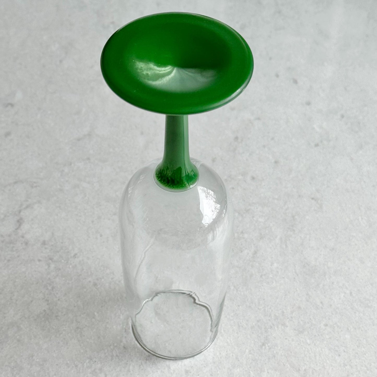 Vintage Green Stem Glasses - Set of 7 Flutes