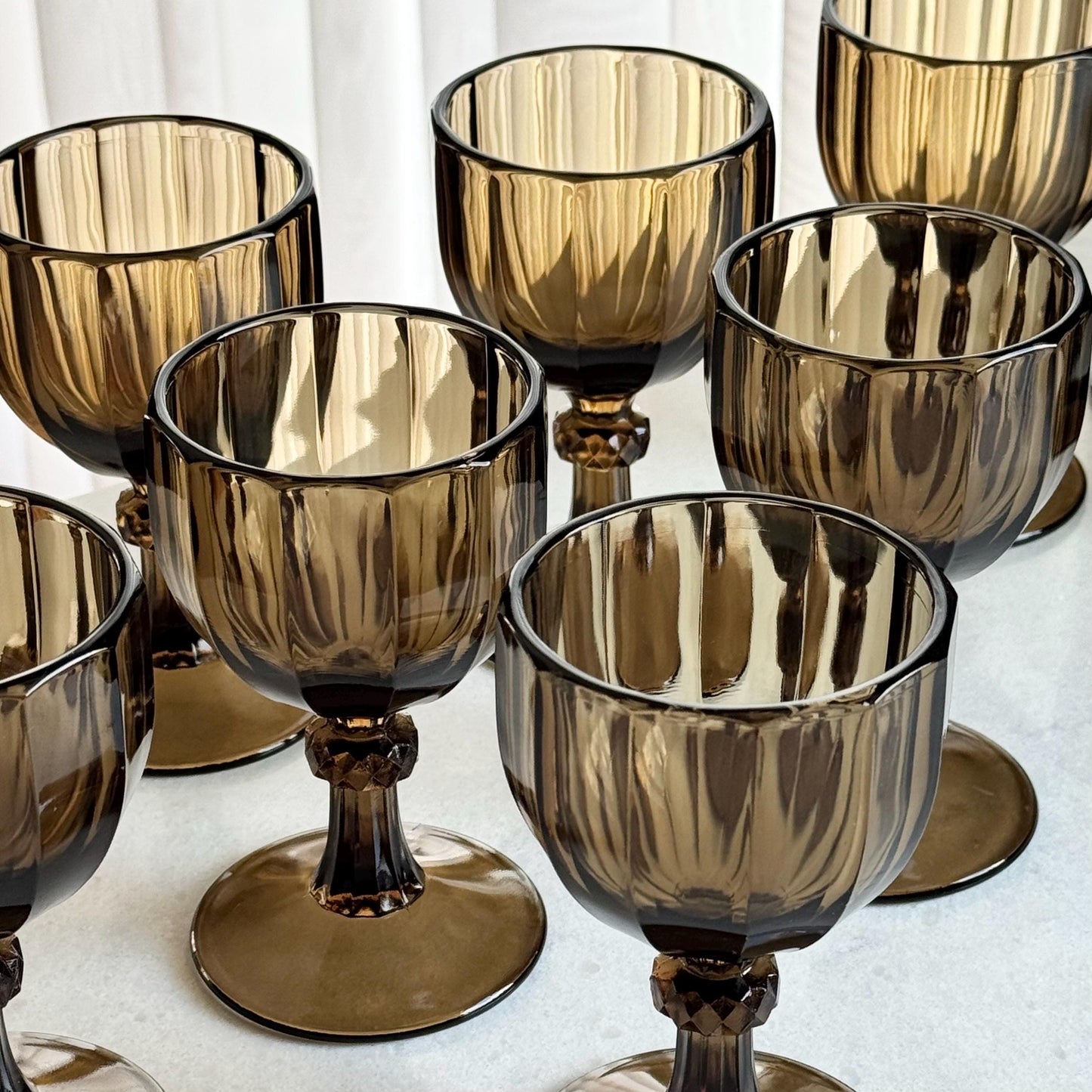 Vintage Imperial Glass Essex Brown Small Goblets  (circa 1982 - 1984) - Set of 12