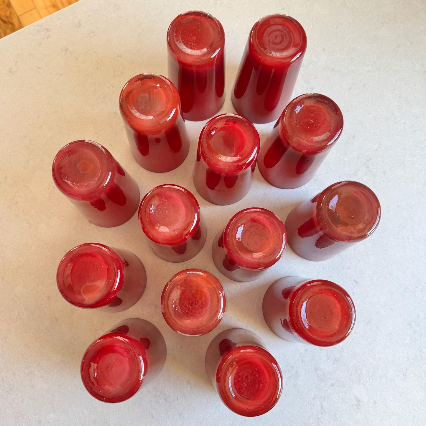Vintage Ruby Red Cased Glasses - 14 Tumblers Available