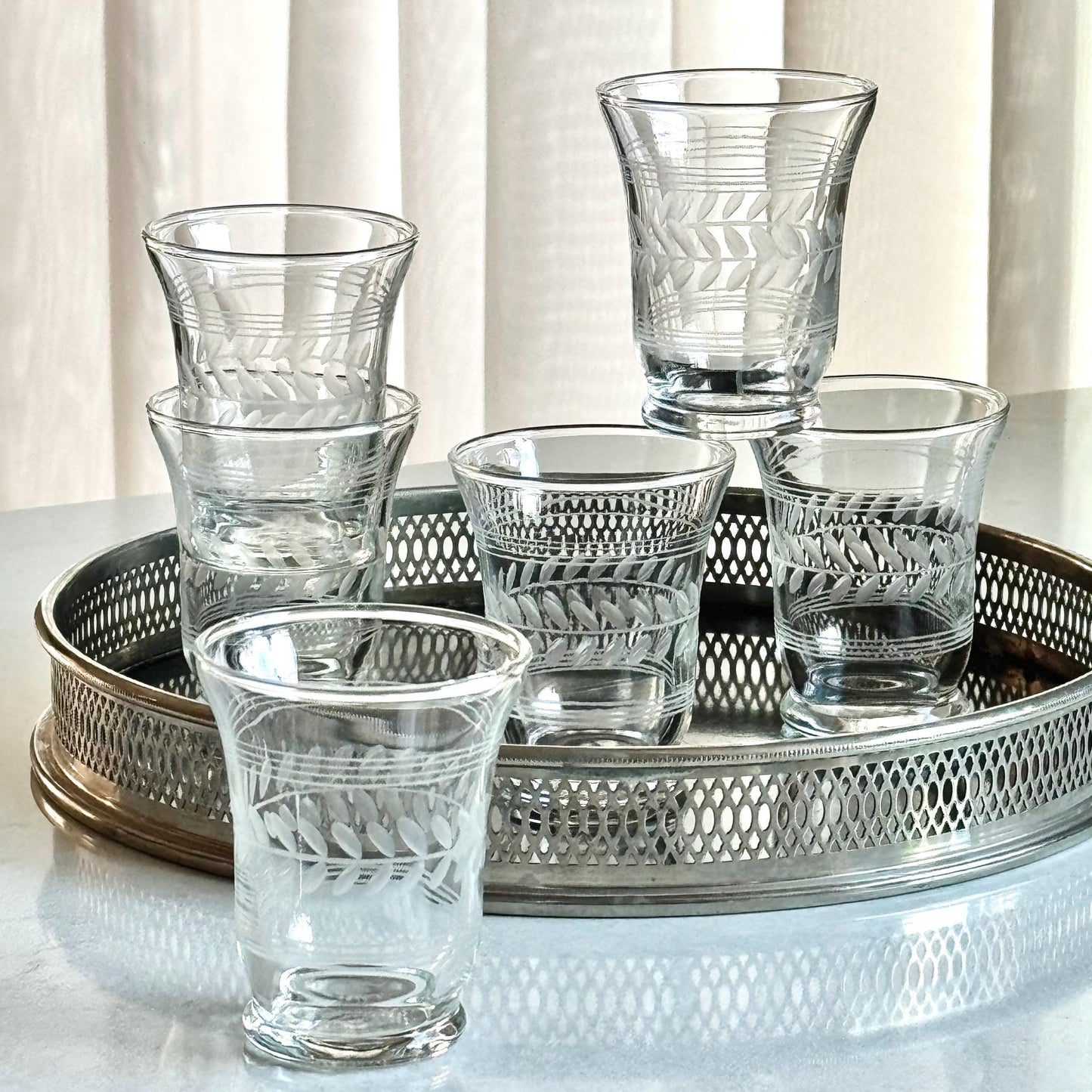 Vintage Anchor Hocking Laurel Cut Glasses - Set of 6