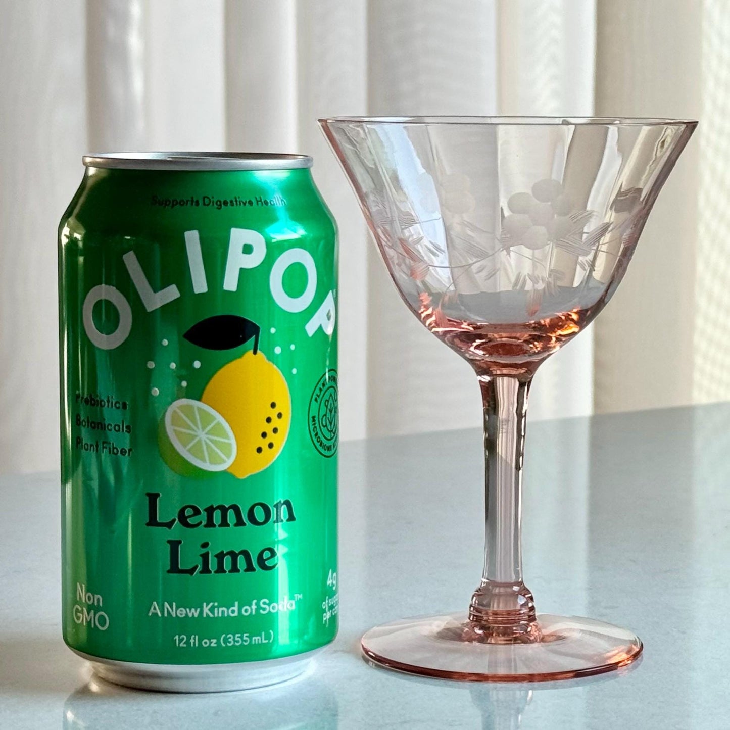 Vintage Pink Etched Optic Panel Glasses (#4E) - Set of 4