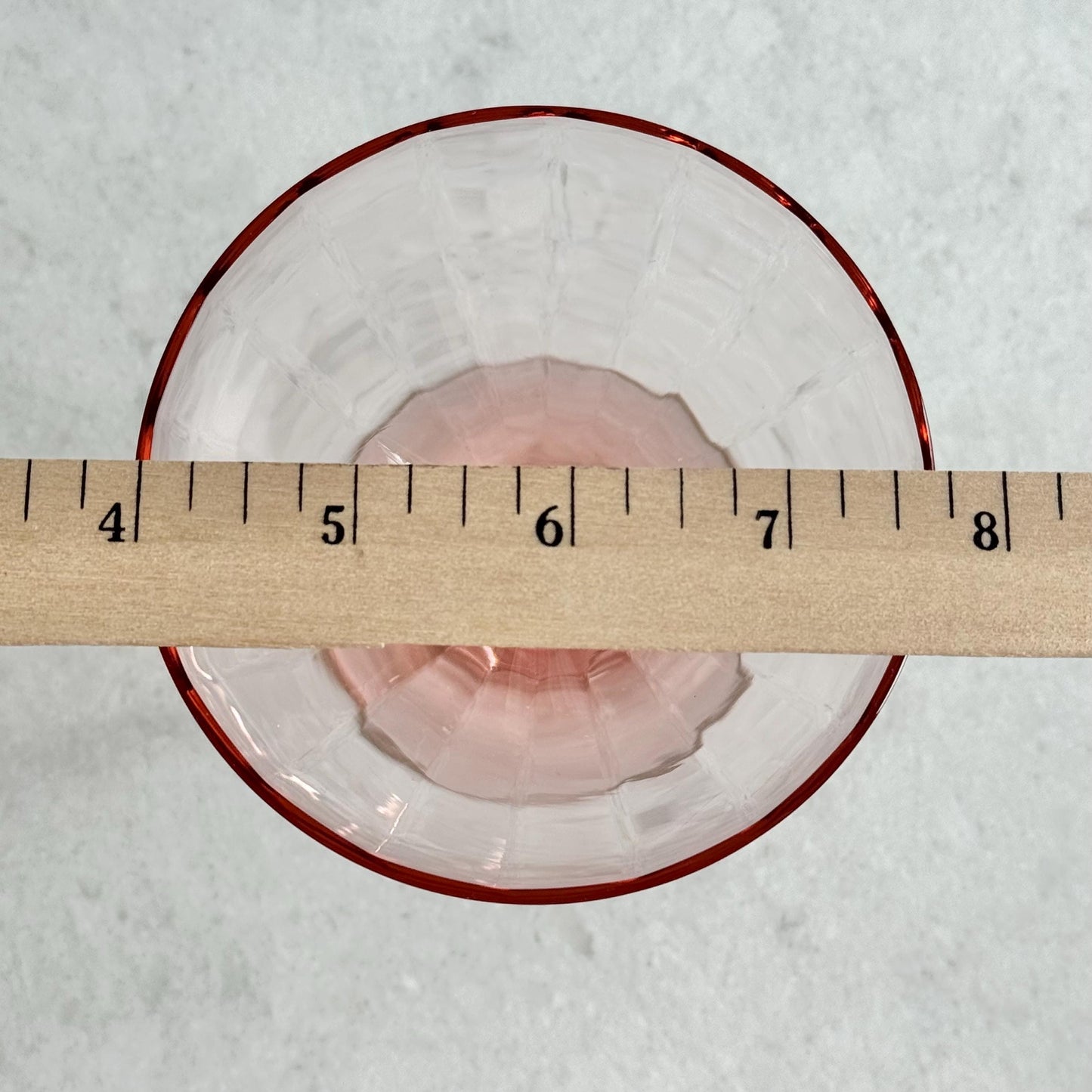 Vintage Pink Optic Panel Ribbed Glasses - Set of 4