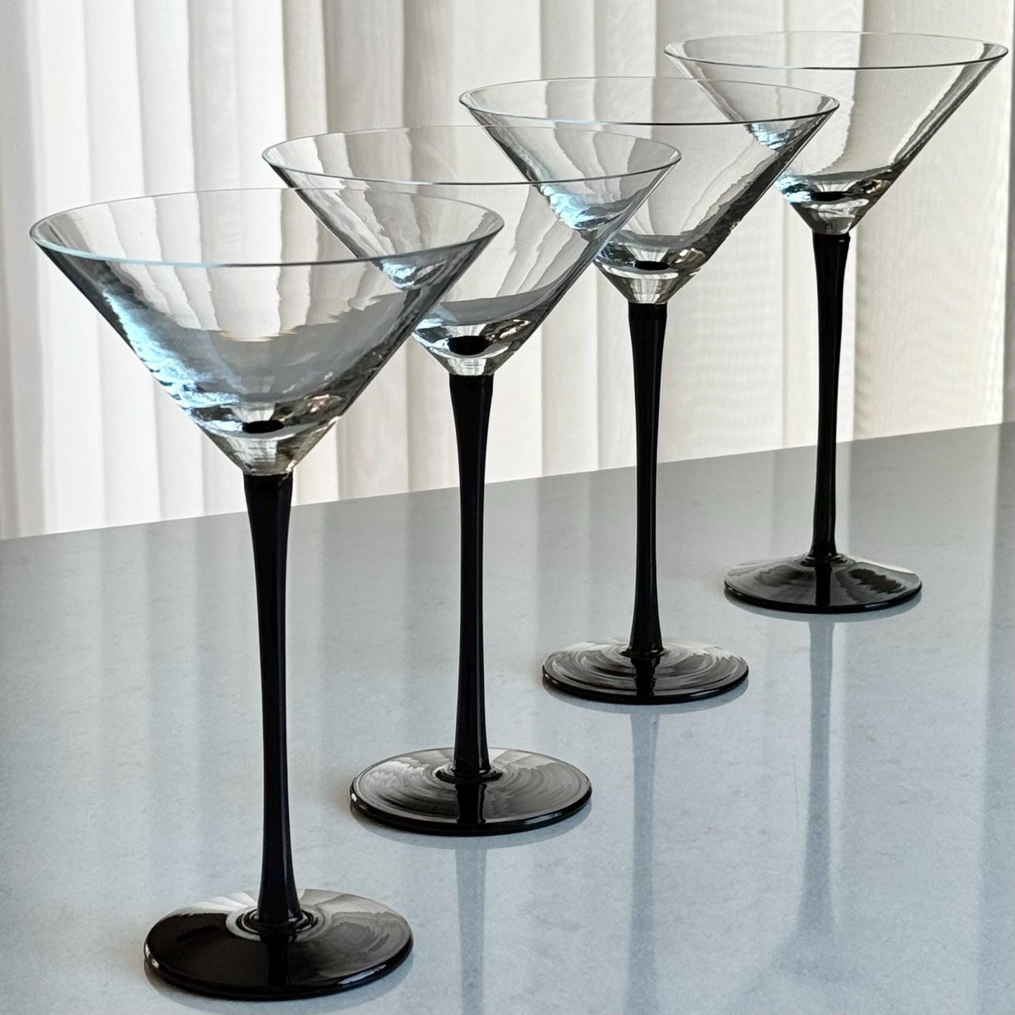 Vintage Artland Black Stem Glasses - Set of 4