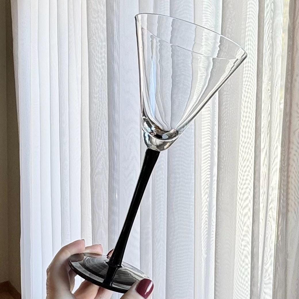 Vintage Artland Black Stem Glasses (#AL1) - Set of 8