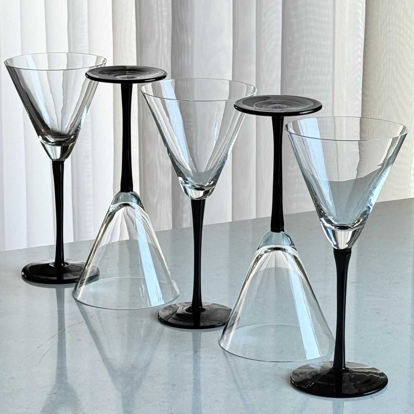 Vintage Artland Black Stem Glasses (#AL1) - Set of 8