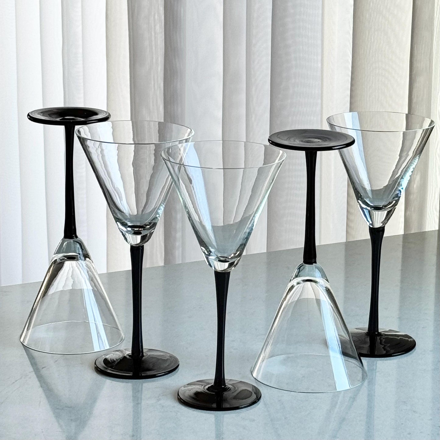 Vintage Artland Black Stem Glasses (#AL1) - Set of 8