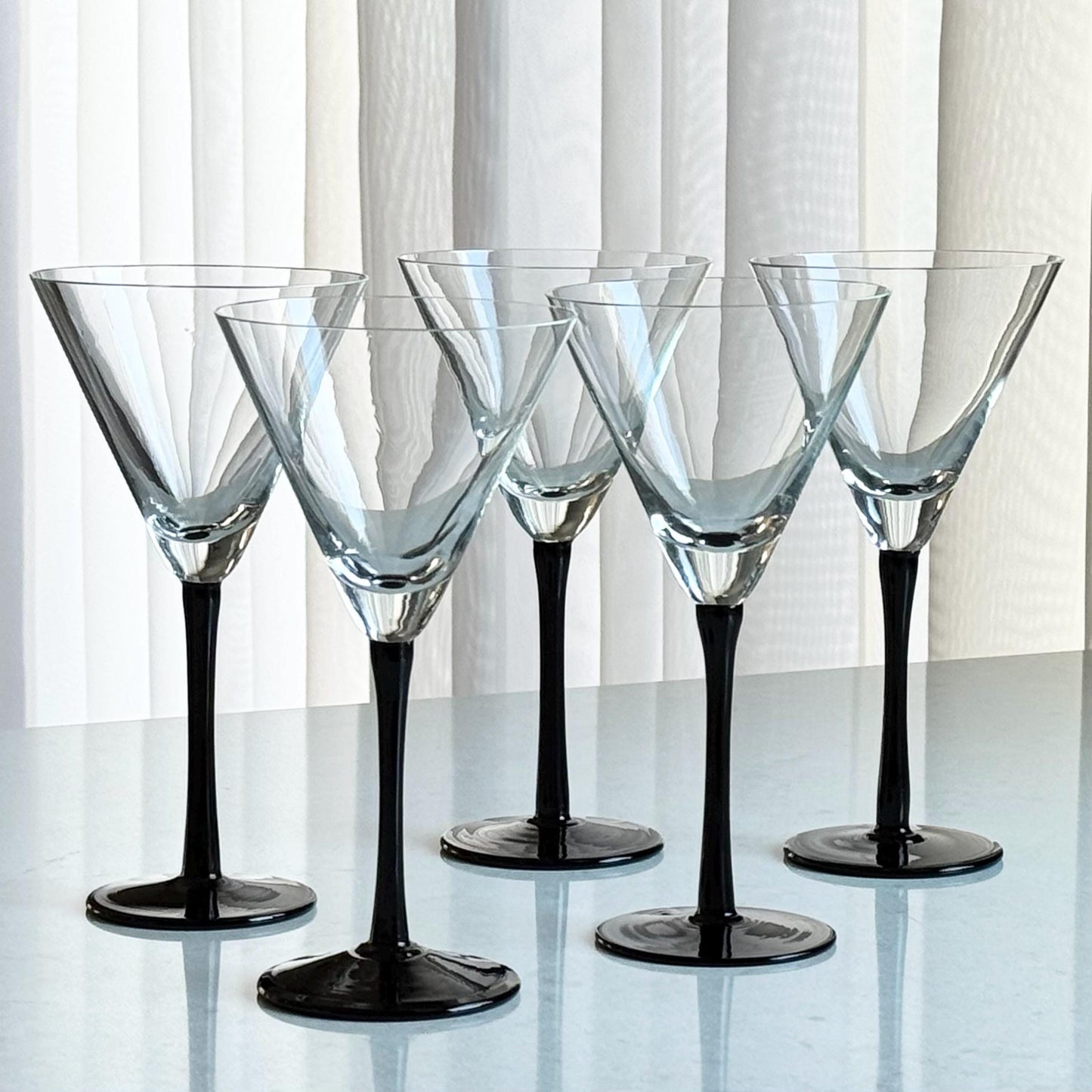 Vintage Artland Black Stem Glasses (#AL2) - Set of 6