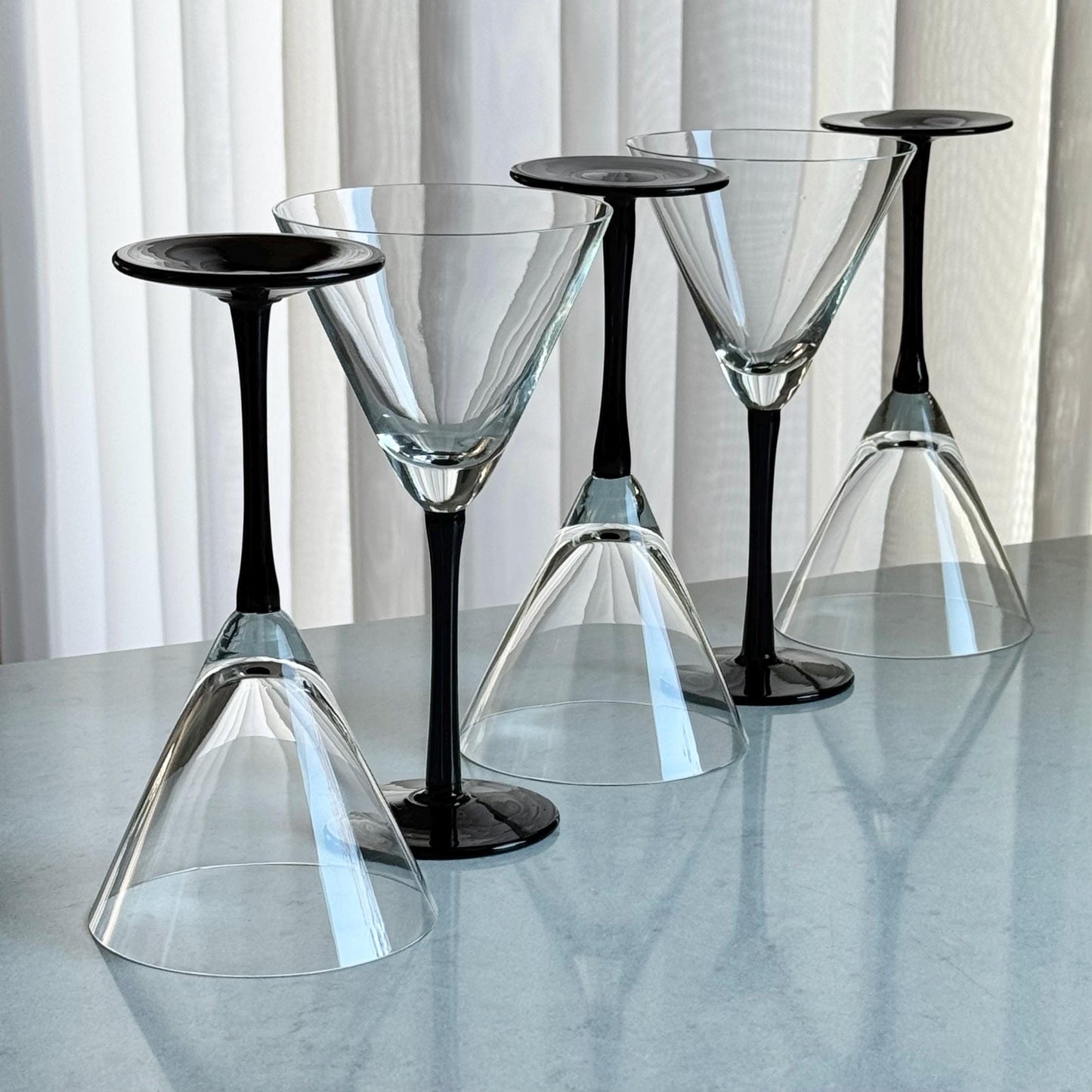 Vintage Artland Black Stem Glasses (#AL2) - Set of 6