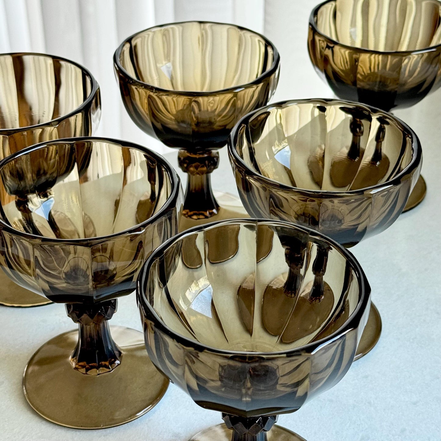 Vintage Imperial Glass Essex Brown Coupes  (circa 1982 - 1984) - Set of 12