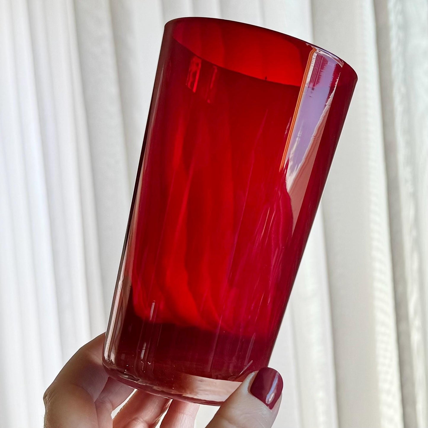 Vintage Ruby Red Cased Glasses - 14 Tumblers Available