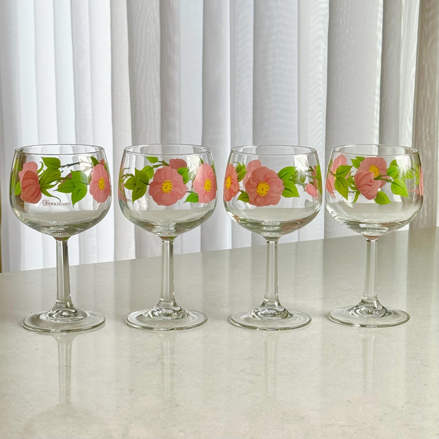 Vintage Franciscan Desert Rose Glasses (6-1/2 inch, 12 oz.) - Set of 8