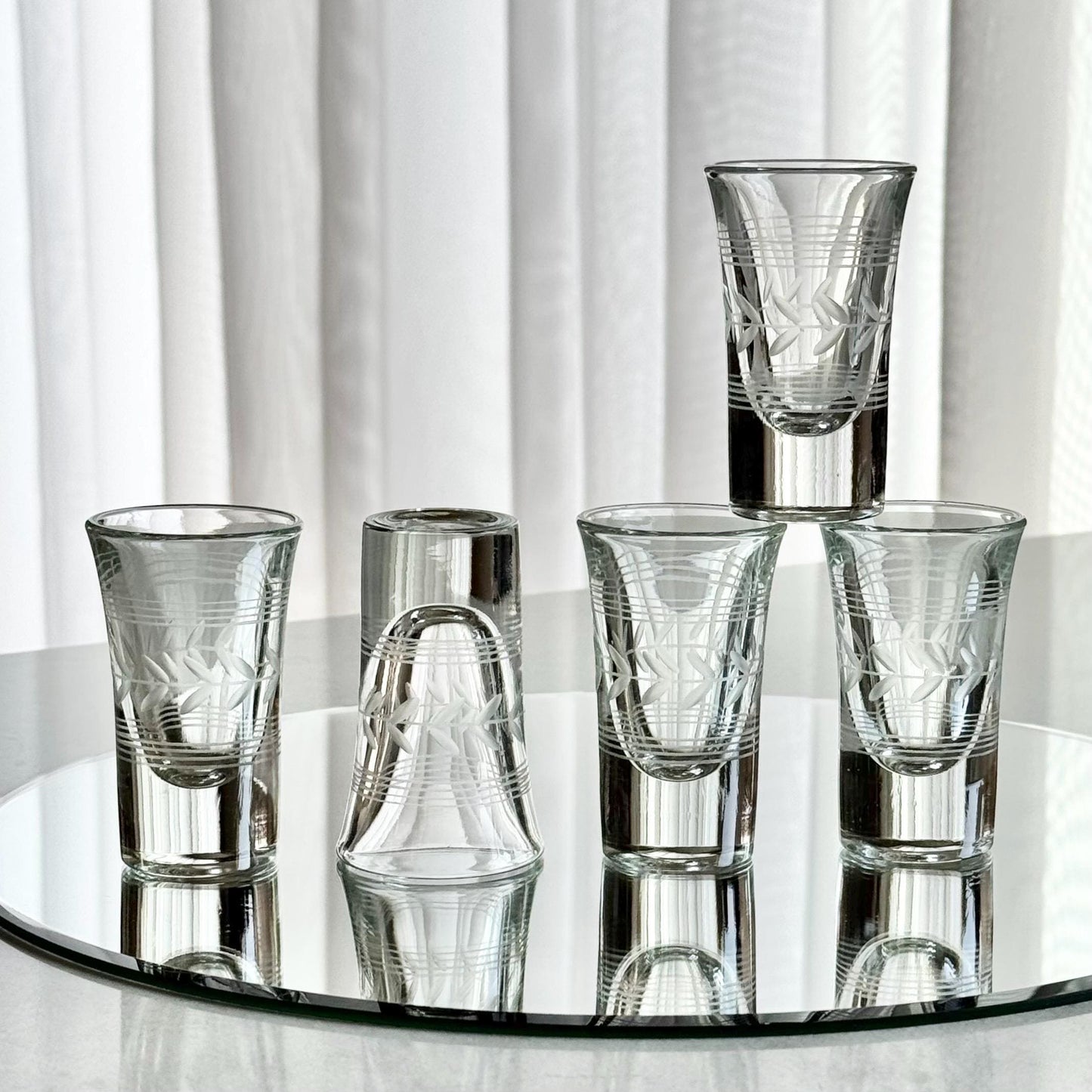 Vintage Anchor Hocking Laurel Cut Glasses - Set of 5