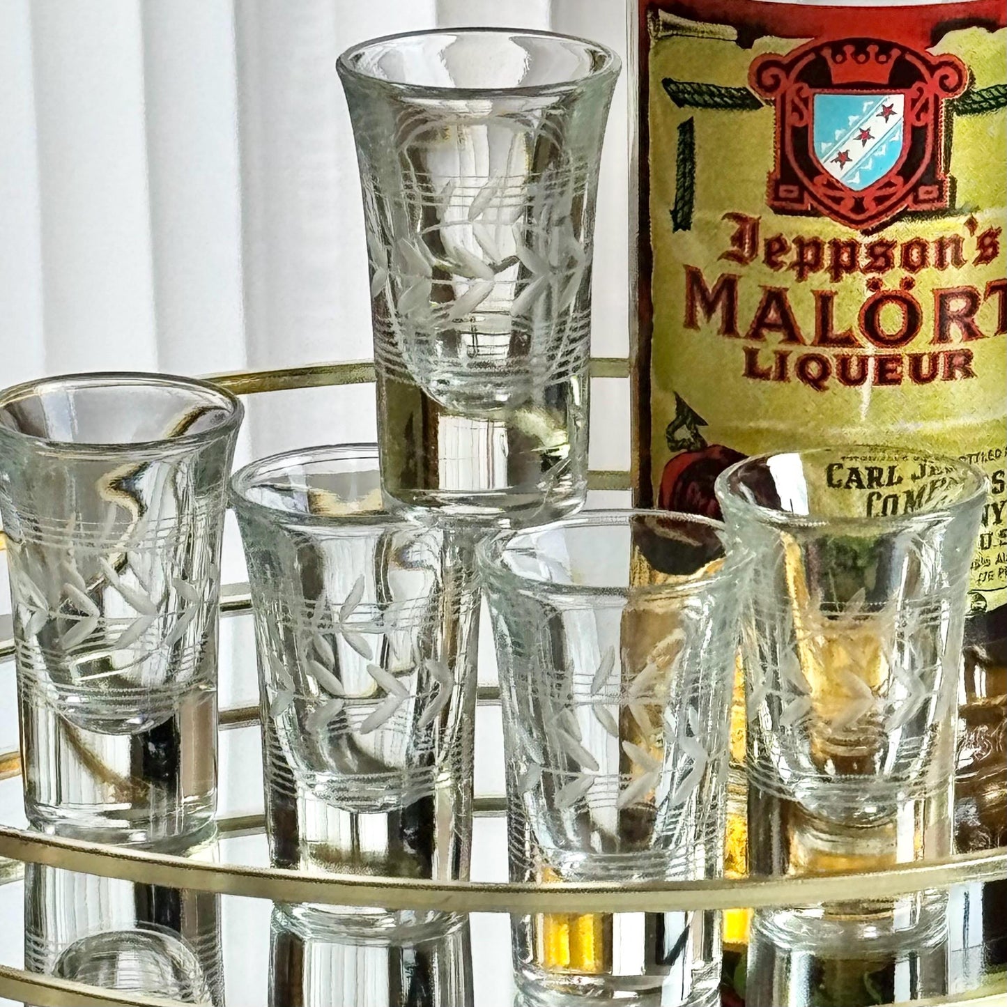 Vintage Anchor Hocking Laurel Cut Glasses - Set of 5