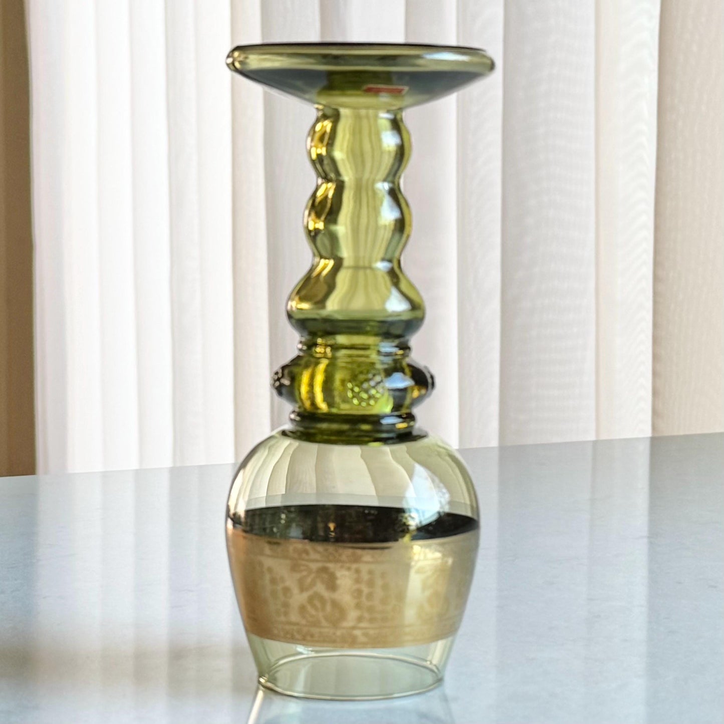 Vintage Austrian Roemer Green Glasses with a Grape and Vine Design in Gold - Set of 6