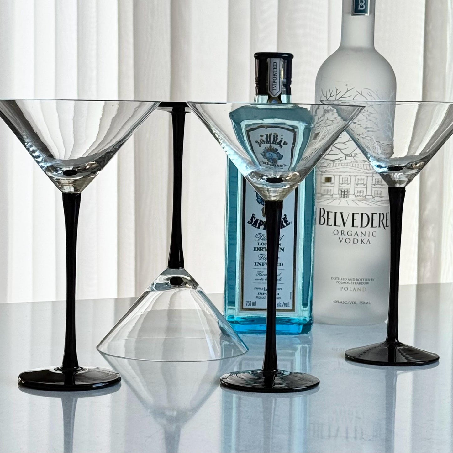 Vintage Artland Black Stem Glasses - Set of 4