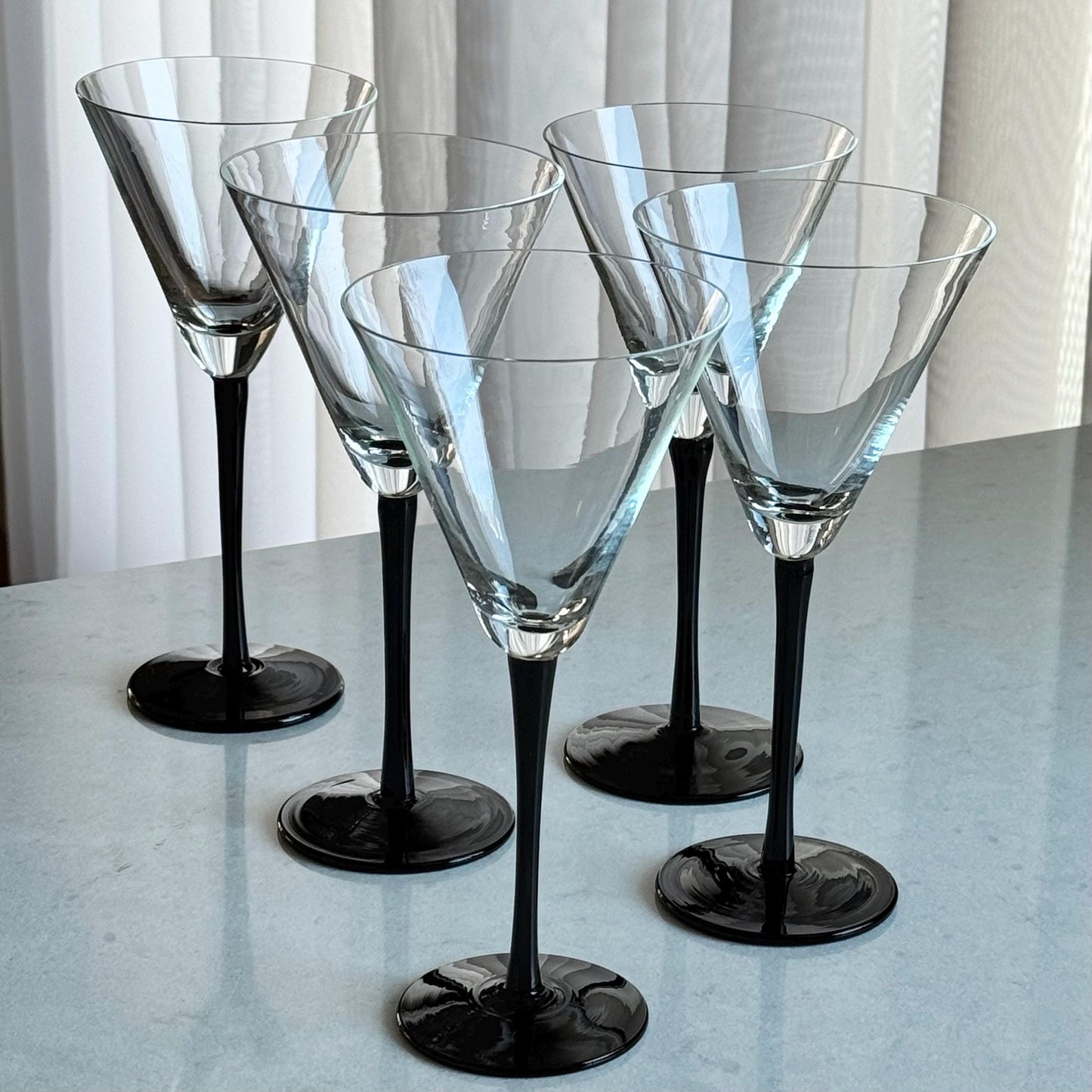 Vintage Artland Black Stem Glasses (#AL1) - Set of 8