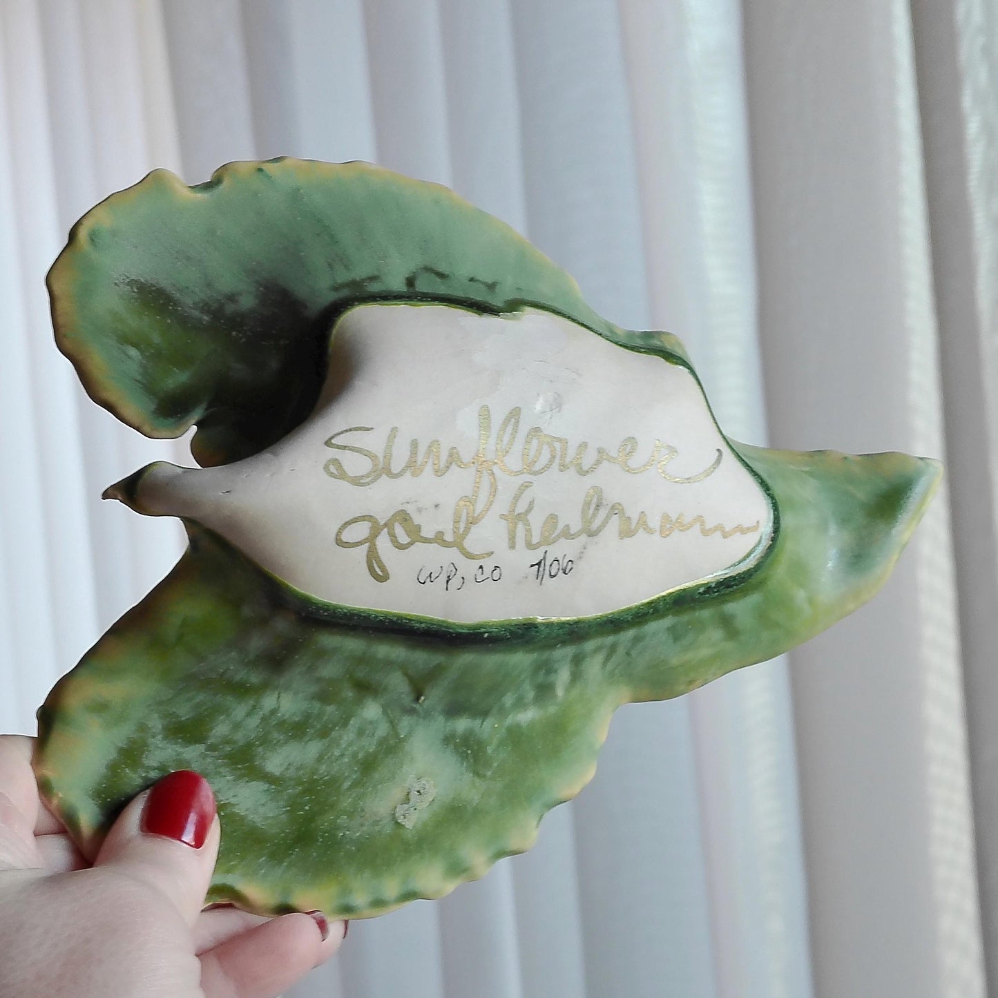 Vintage Hand Painted Sunflower Leaf
