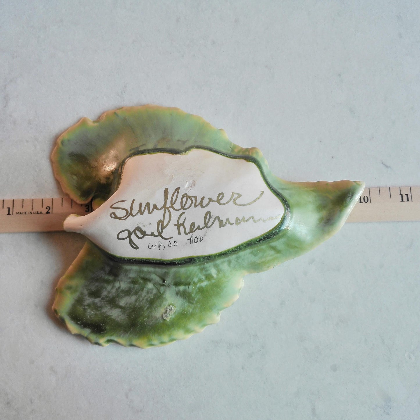 Vintage Hand Painted Sunflower Leaf