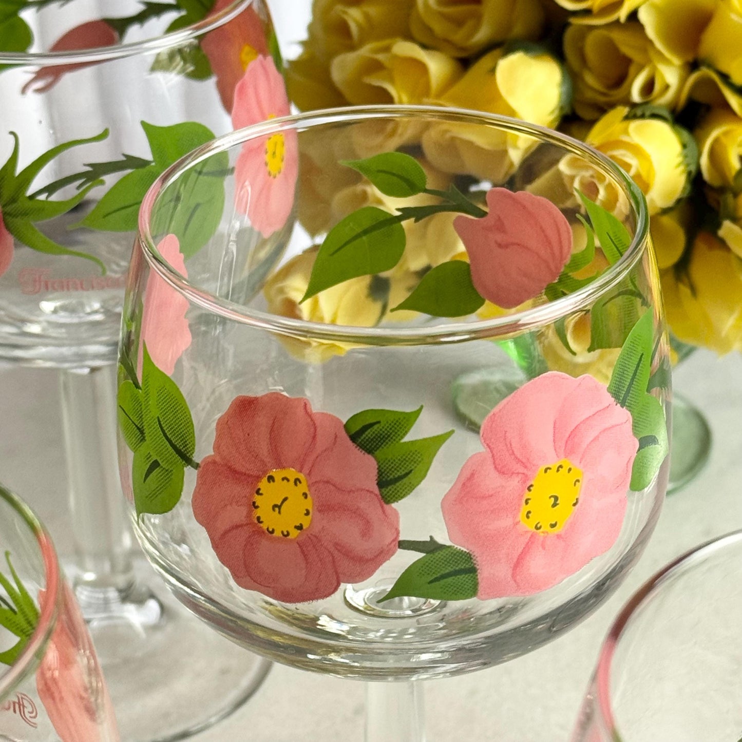 Vintage Franciscan Desert Rose Glasses (6-1/2 inch, 12 oz.) - Set of 8