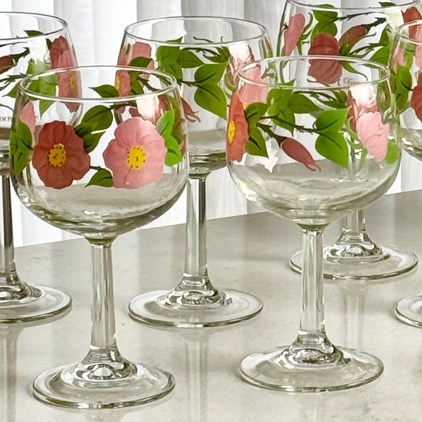Vintage Franciscan Desert Rose Glasses (6-1/2 inch, 12 oz.) - Set of 8