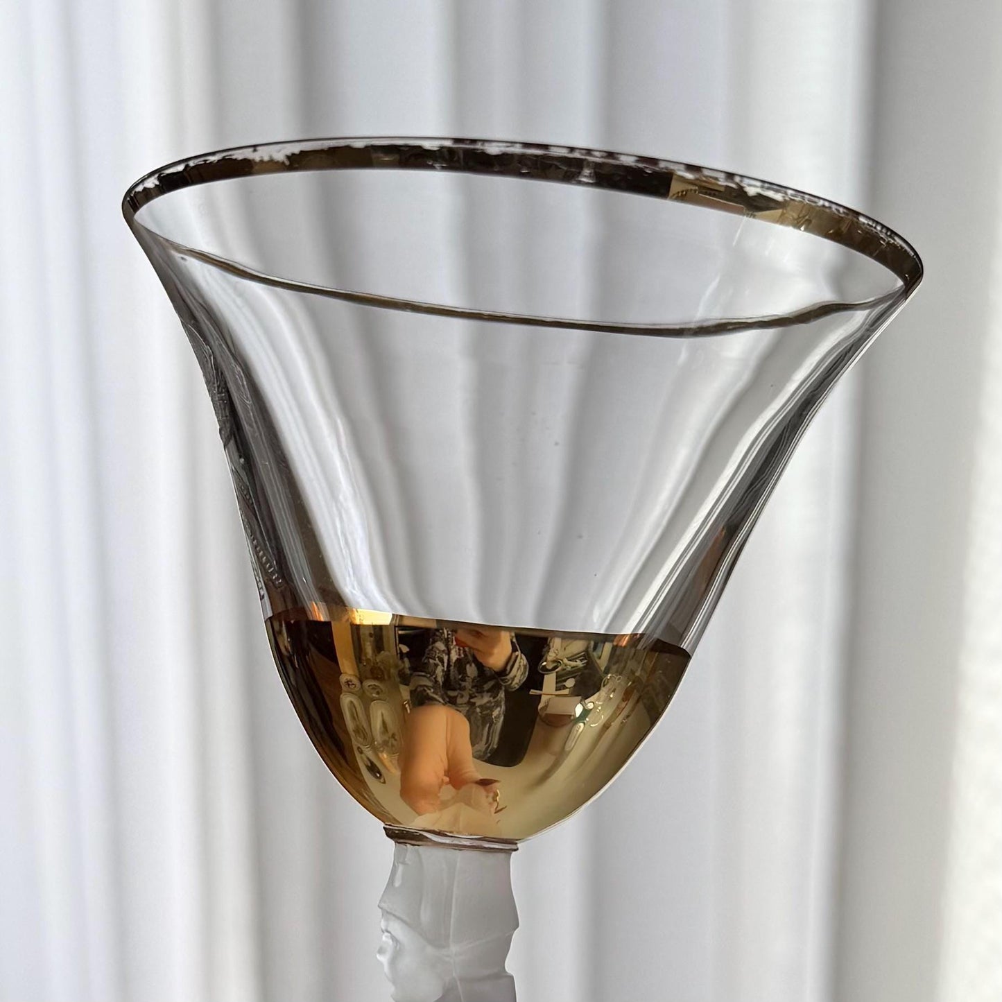 Vintage Bayel Napoleon Gold Trim Glasses with N Etch on Bowl - Set of 2 (#N1)